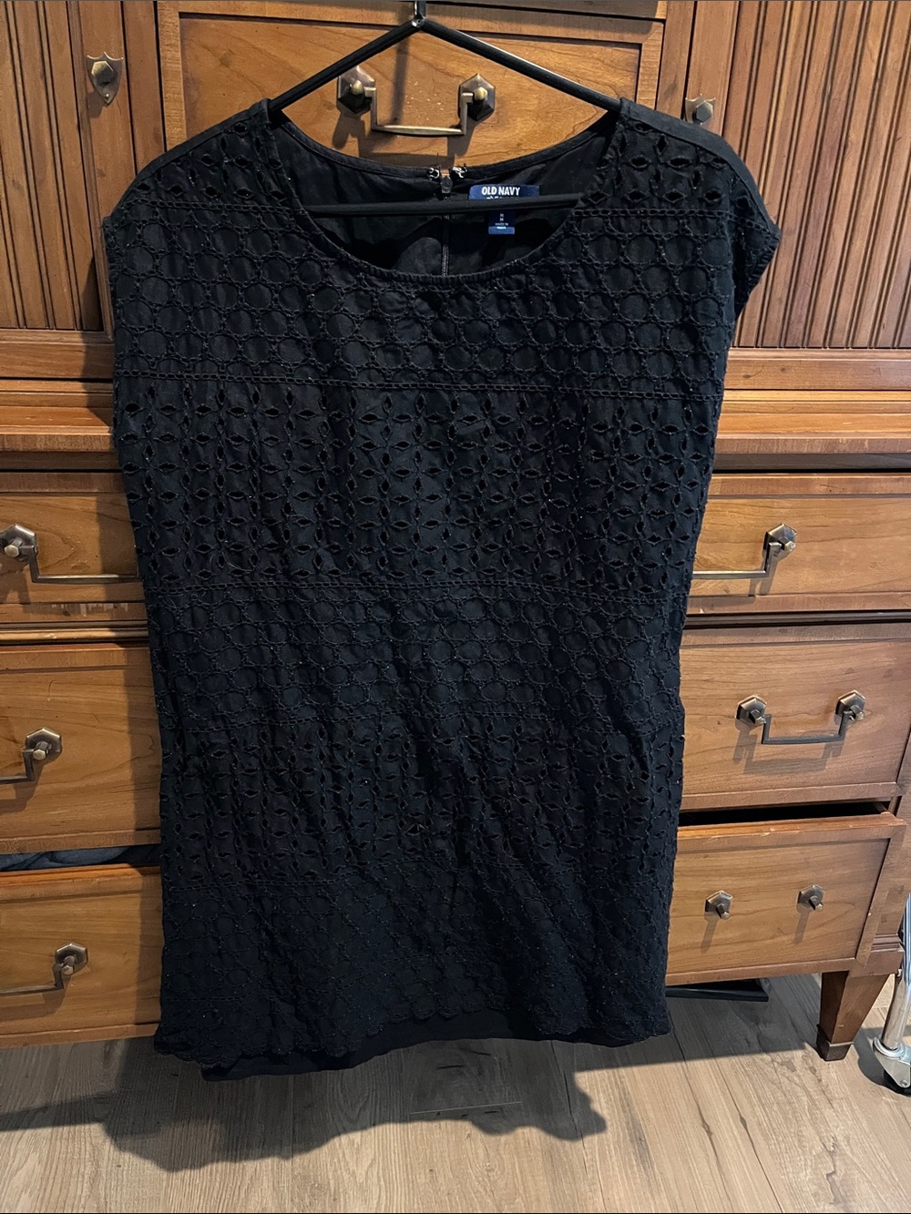 Old Navy Black Eyelet Shift Dress